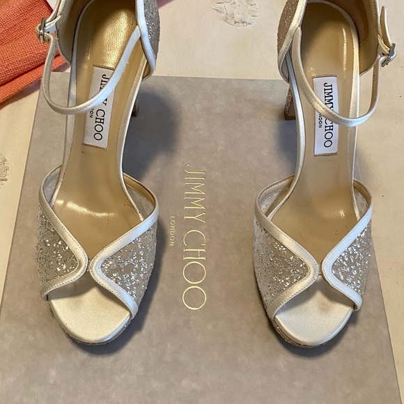 Authentic Jimmy Choo dress shoes worn once for my wedding.  Paid $950 - Picture 3 of 8